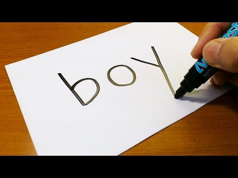 very-easy-!-how-to-turn-words-boy-into-a-cartoon---art-on-paper
