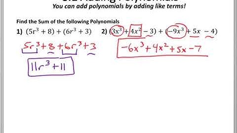 6.1 Lesson Video Part 2 - Monomials and Polynomial Addition/Subtraction