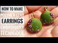 POLYMER CLAY EMBROIDERY EARRINGS Fimo clay jewelry tutorial polymer clay tutorial handmade Earrings