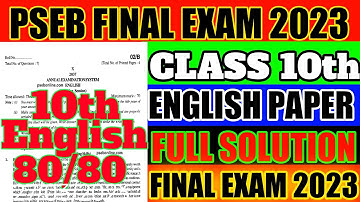 PSEB 10th Class English Paper Full Solution 27 March 2023