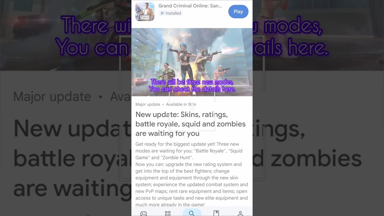 Grand Criminal Online upcoming Major update news