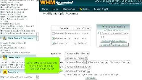 How to perform action on multiple accounts at once in WHM