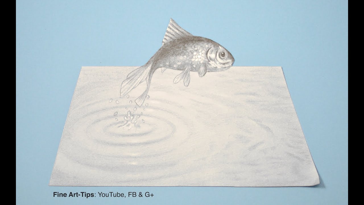 ⁣How to Draw a Simple & Easy 3D Effect - Jumping Fish