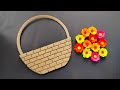 Diy wall hanging flower basket with paper and cardboard wall decoration ideas