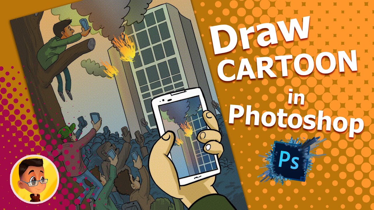 Draw CARTOON in Photoshop - YouTube