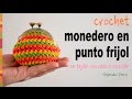 Monedero con broche en punto frijol tejido en circular a crochet - Tejiendo Perú