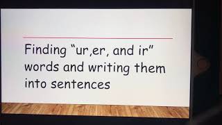 “ur, er, and ir” Words with Sentences