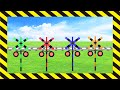 【踏切アニメ】色が変わるふみきりカンカン♪Railroad crossing that changes color !!!!