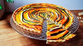 Spiral Tart | Veggie Tart with Cheese Base  | Aubergine