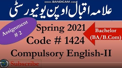 AIOU Code 1424 Solved Asignment No.2 Spring  2021 |Subject: English (comp) - II | Level: Bachelor/BA