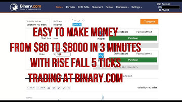 EASY TO MAKE MONEY from $80 to $8000 in 3 minutes with rise fall 5 ticks trading at binary com
