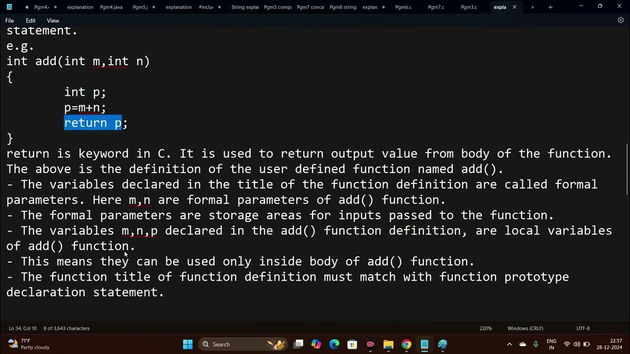 Defining own user defined function in C program by Nadkarni Sir - YouTube