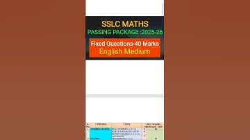 SSLC maths passing package 2025-26