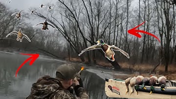 JUMP SHOOTING Ducks in a CANOE on the RIVER! (UNEXPECTED LIMITS)
