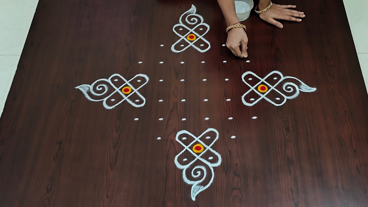 8×2dots easy rangoli|daily muggulu|thipkyanchi,festival rangoli|simple rangoli kolam#Nice Rangoli