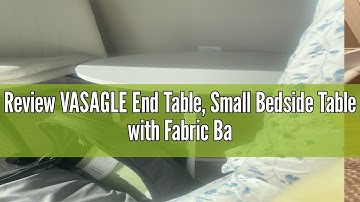 Review VASAGLE End Table, Small Bedside Table with Fabric Basket, Modern Nightstand, Round Side Tabl