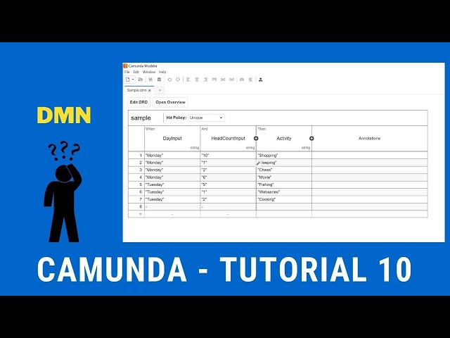 How to create DMN -BPMN - Camunda Tutorial class=
