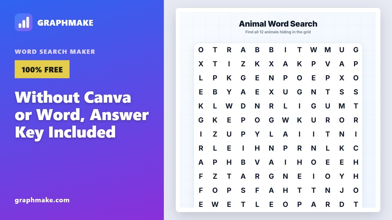 Word Search Maker — Without Canva or Word, Answer Key Included