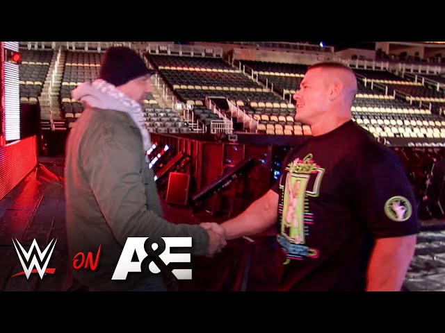 John Cena and Batista reminisce about WrestleMania main events: A&E WWE Rivals John Cena vs. Batista class=