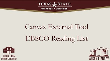 Canvas External Tool - EBSCO Reading List