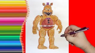 How to draw Fredbear, FNaF, Как нарисовать Фредбера, ФНаФ