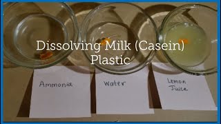 ACTUAL MILK PLASTIC vs household liquids (Home Science Experiment): Milk Plastic Dissolution