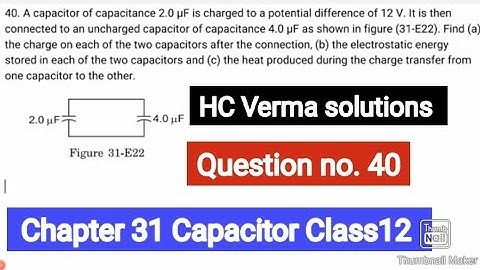 A capacitor of capacitance 2.0 μF is charged to a potential difference of 12 V. It is then connected