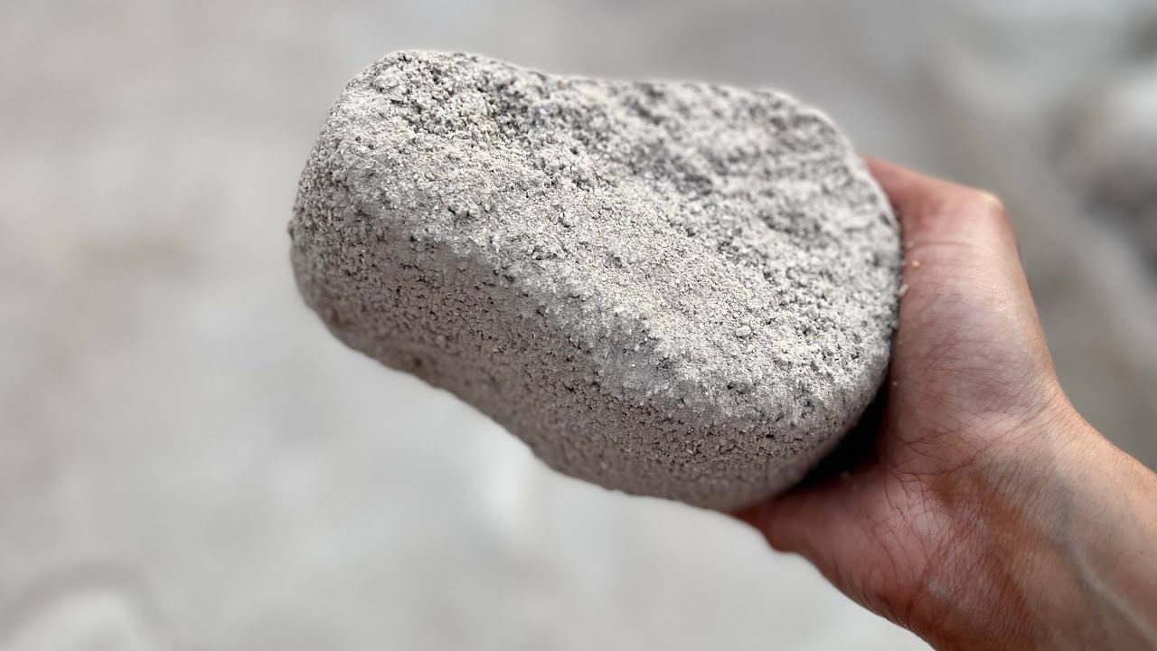 White Grainy cement Dry Floor and Pool crumbling ASMR 