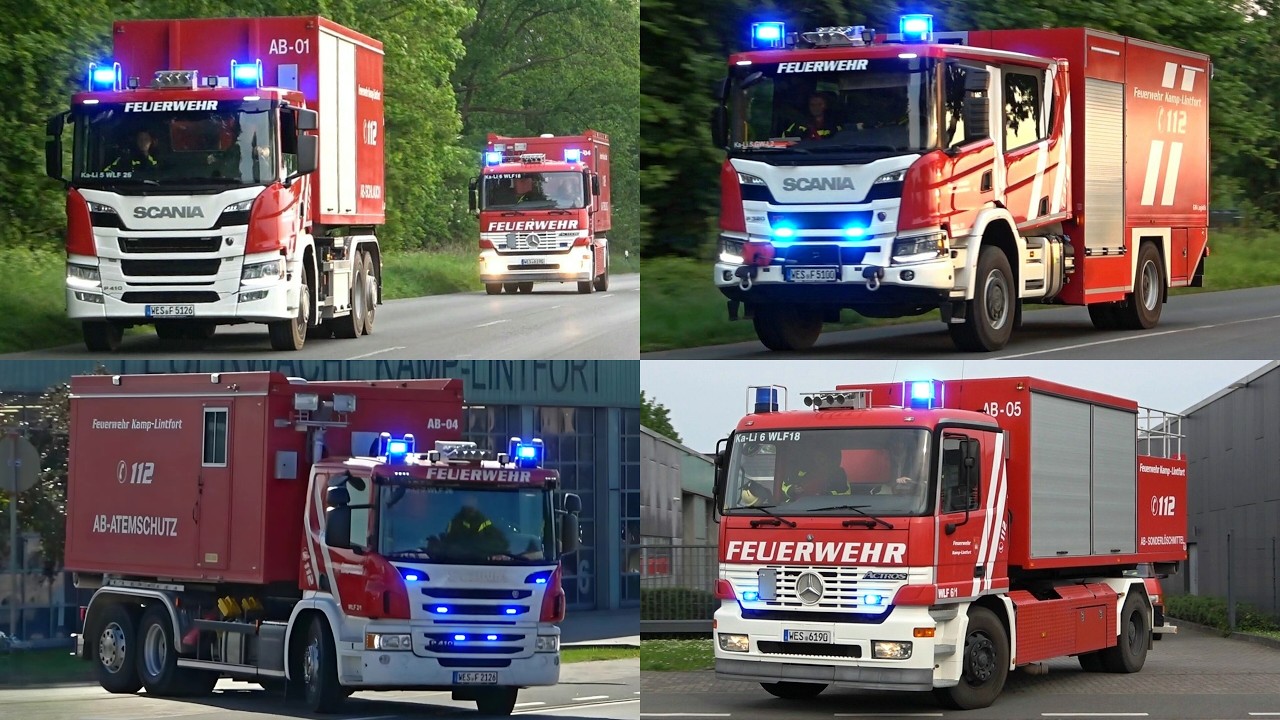 [GROẞBRAND - DOPPEL WLF!] Feuerwehr KAMP-LINTFORT | FF-ALARM und GROẞEINSÄTZE - Einsatzfahrten