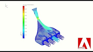 3D CFD simulation of engine intake system - Velociy contour at 8000 rpm