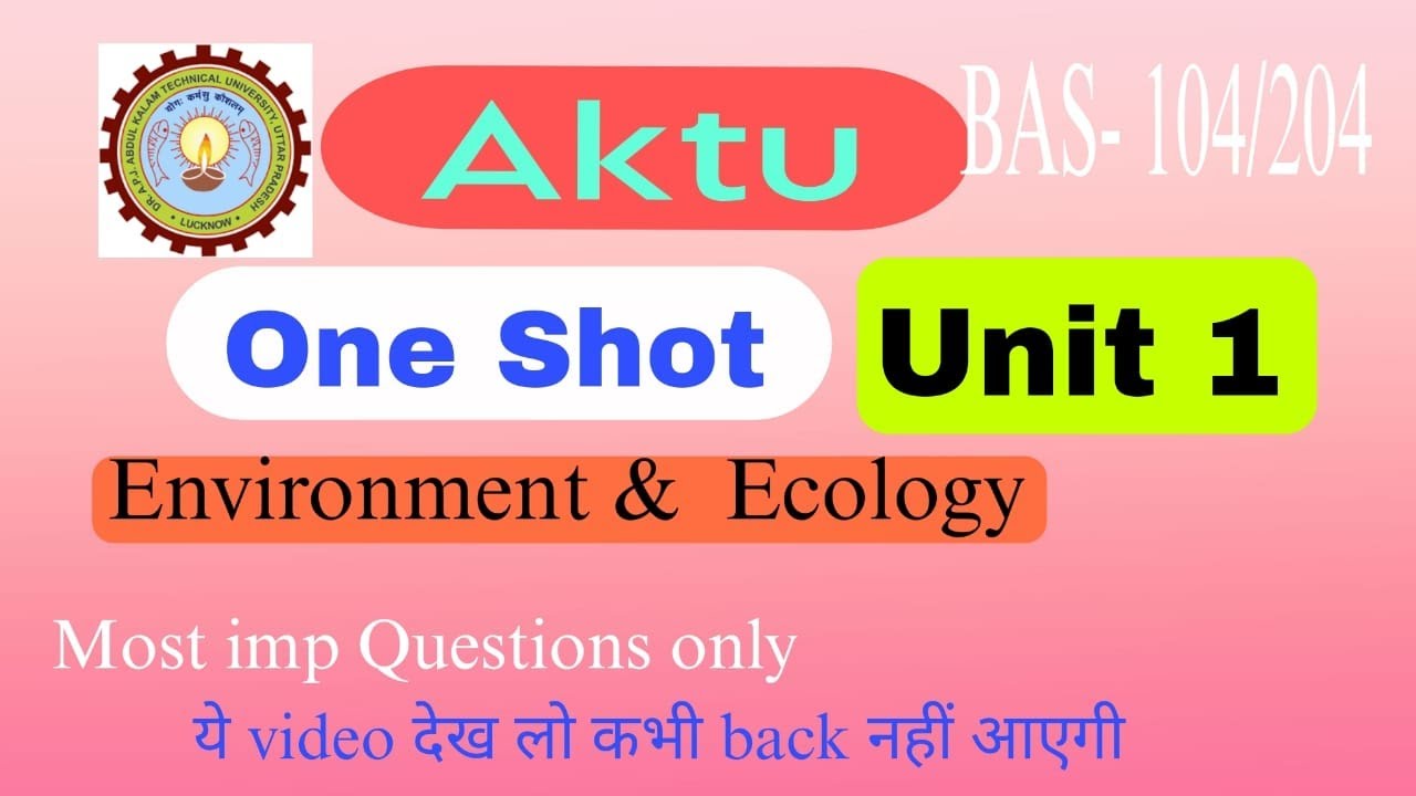 Environment and Ecology || Full Explain || Unit : 01 || AKTU || BAS104 ...