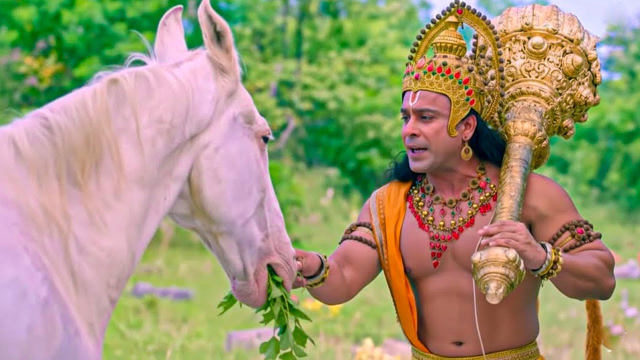 जब हनुमान जी ने खिलाया घोड़े को अपने हाथो से हरी हरी सब्जी | Shrimad Ramayan