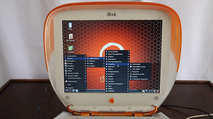 iBook G3 300 Debian 8.6 03 Login to LXDE to Off