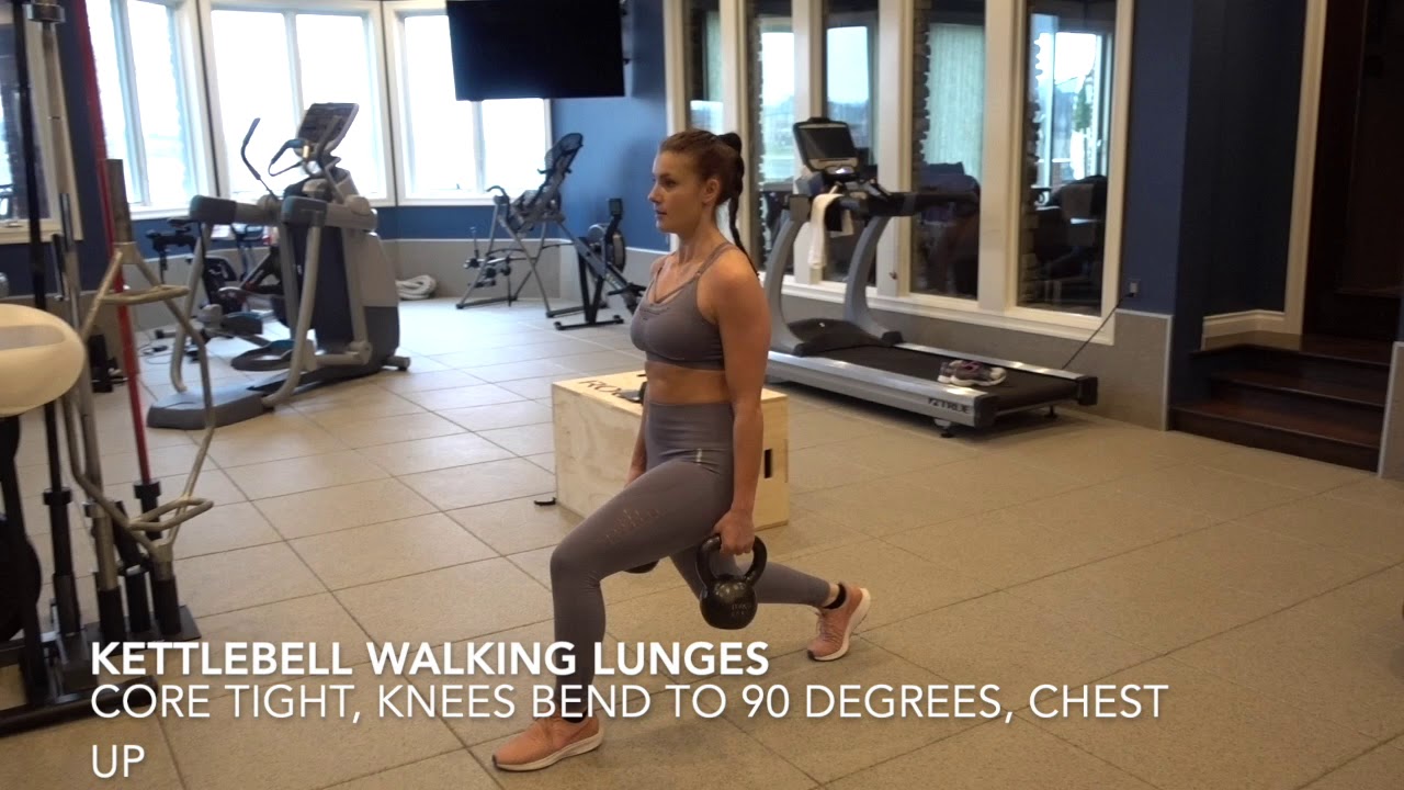 Kettlebell Walking Lunges - YouTube