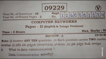 Paper -2 Computer Networks #finals question paper (cse 2nd year vocational) ||