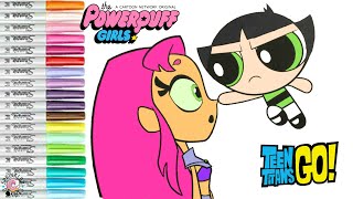 Teen Titans Go Coloring Book Page Starfire Powerpuff Girls Buttercup Ttg Vs Ppg Raven And Beast Boy