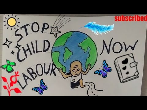 Stop Child Labour Coloring Drawing Step By Step Happy Labour Day Poster Children Study Youtube