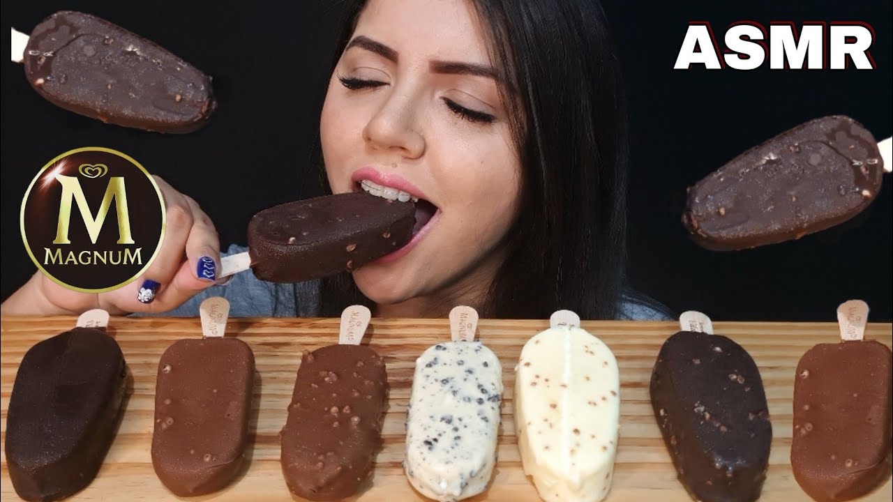 ASMR COMIDA - MAGNUM, PICOLÉS CROCANTES, ICE CREAM (MUKBANG) SONS DE MASTIGAÇÃO