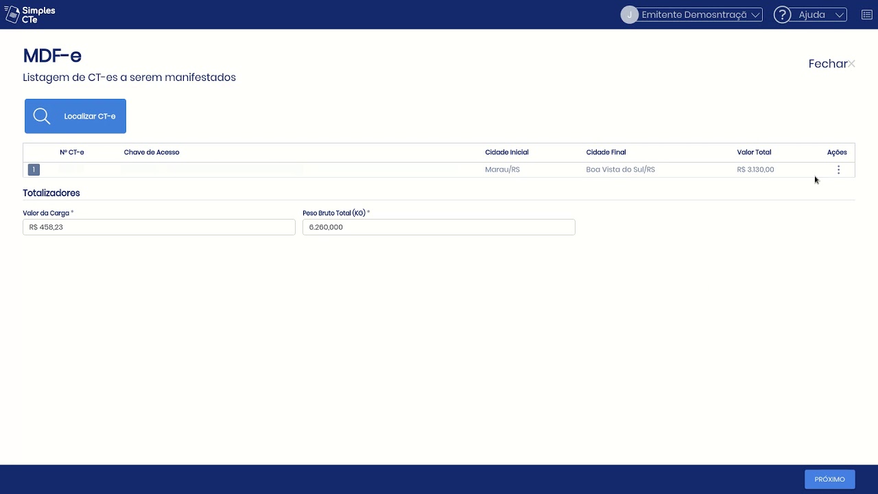 Simples CTe: Emissão de MDFe com rapidez, praticamente no automático.