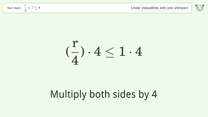 Solving Linear Inequalities: r/4+7 is Smaller Than or Equal to 8