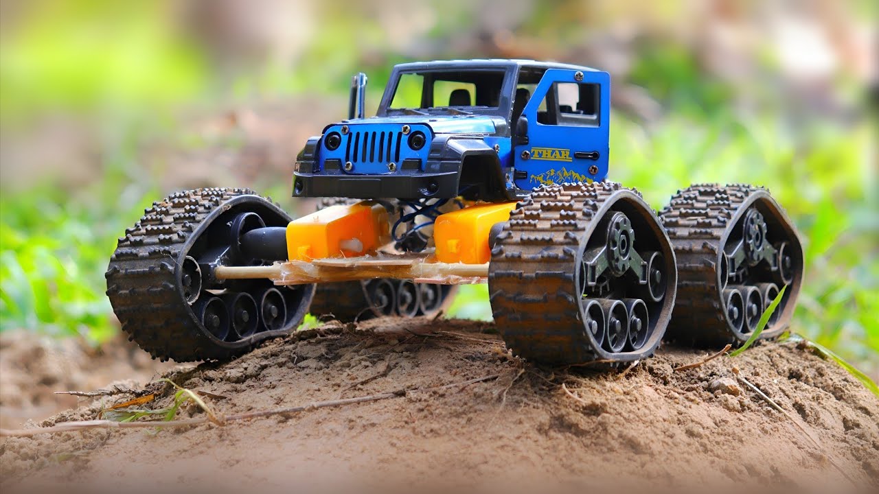 Chain Tyer Jeep car | 4x4 RC offe roading | DC motor Home made car