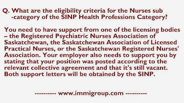 What are the eligibility criteria for Nurses sub-category of the SINP Health Professions Category?