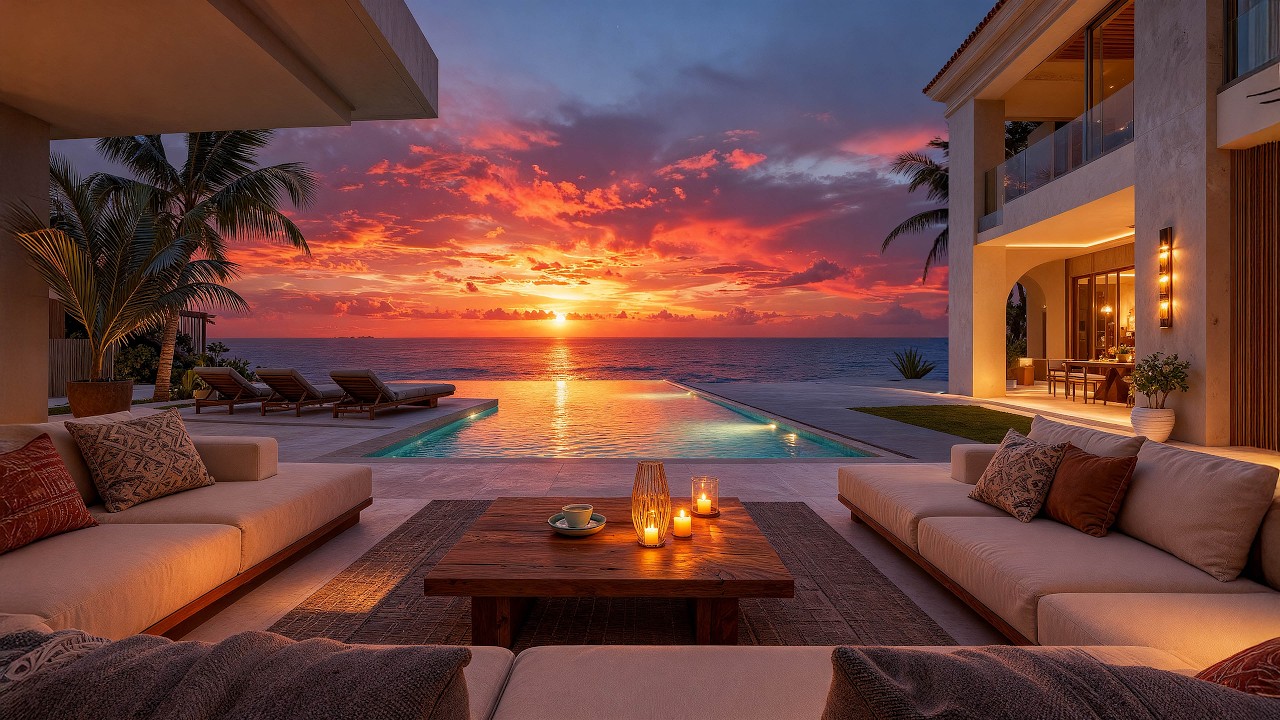 Soothing Smooth Jazz at Sunset – Gentle Ocean Ambience for Inner Peace