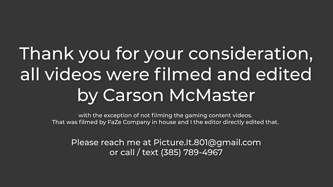 Video Demo Reel | Carson McMaster
