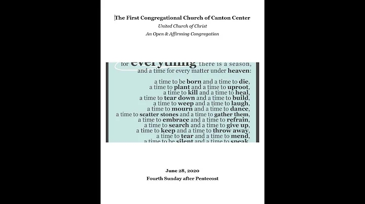 June 28, 2020 First Congregational Church of Canto...