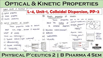 Optical Properties | Kinetic Properties | Colloidal Dispersion | L-4, U-1 | Physical Pharmaceutics 2
