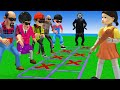 Scary teacher 3d vs squid game challenge to jump the right squares vs 5 neighbor and miss t