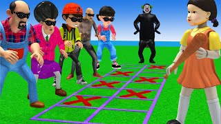 Scary Teacher 3D vs Squid Game Challenge To Jump The Right Squares vs 5 Neighbor and Miss T