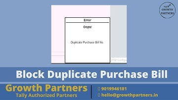 Block Duplicate Purchase Bill in Tally Prime
