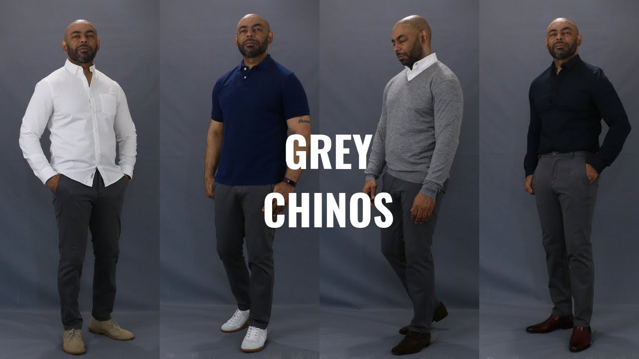 Arriba 92+ imagen grey chino pants outfit